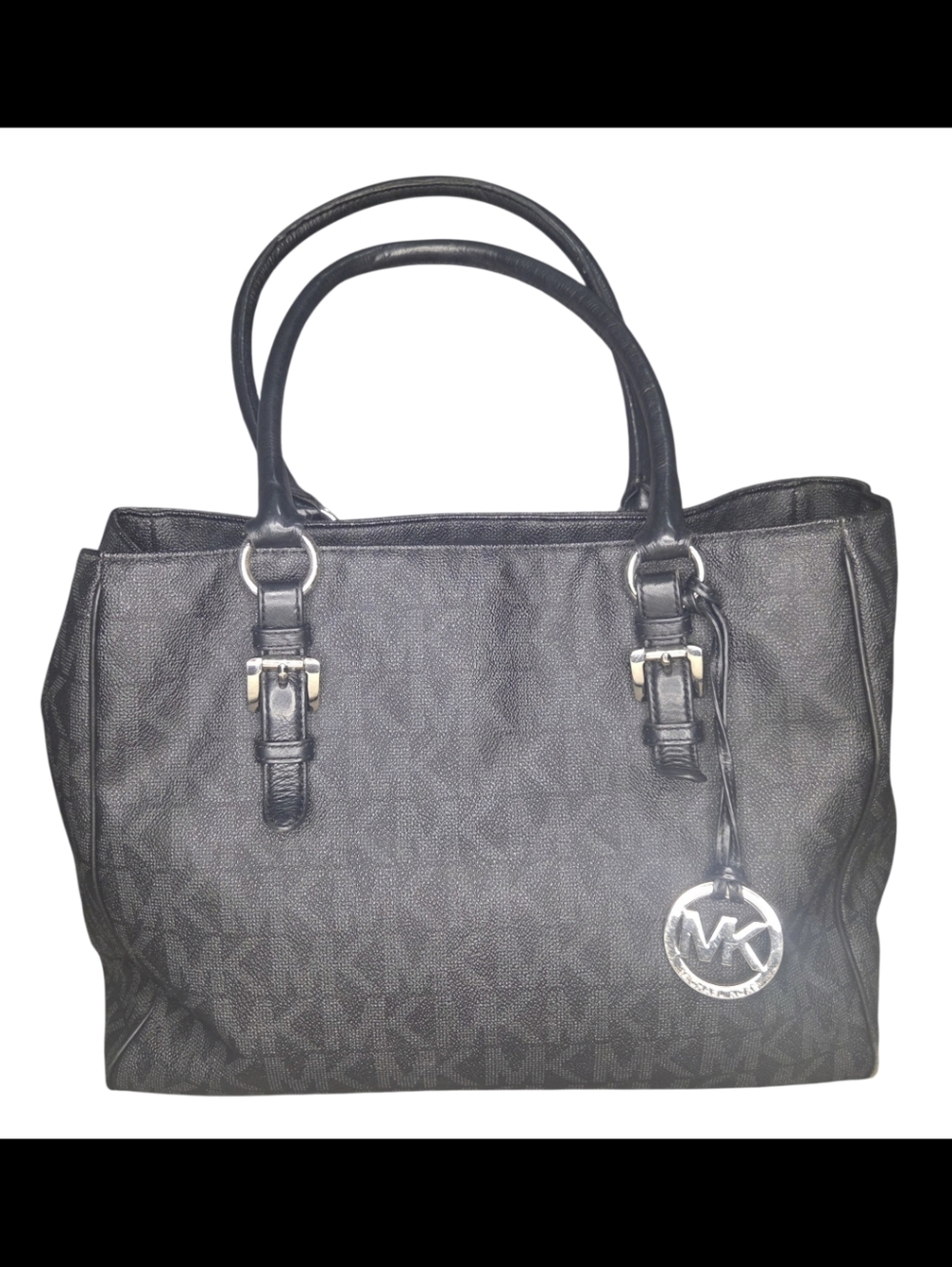 Michael Kors Black Leather Monogram Tote Bag